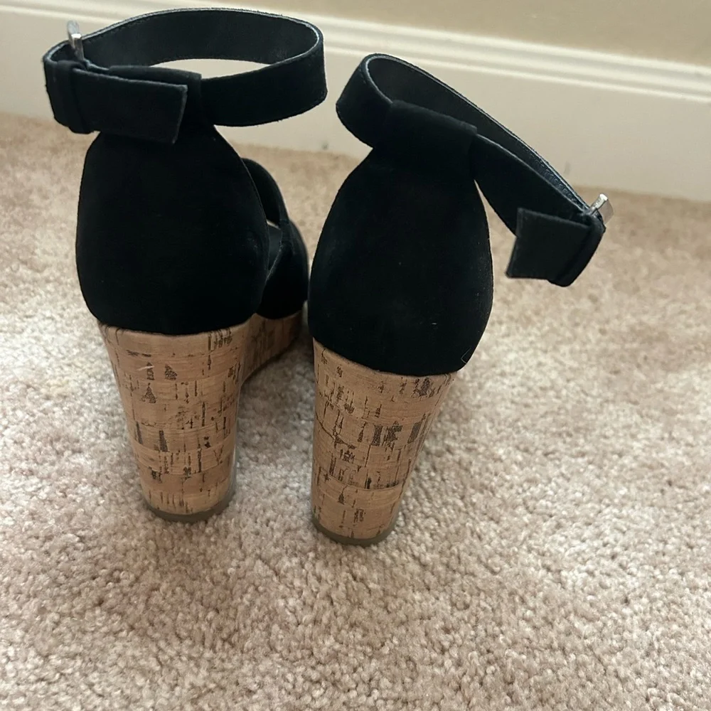 Big Buddha Black Wedge Sandals - Picture 3 of 5